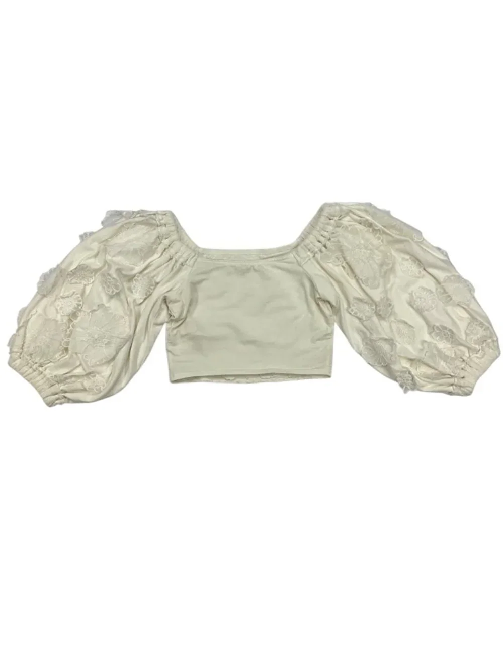 Free People Icing On Blouse Top XS Floral Lace Cropped Off-The-Shoulder
